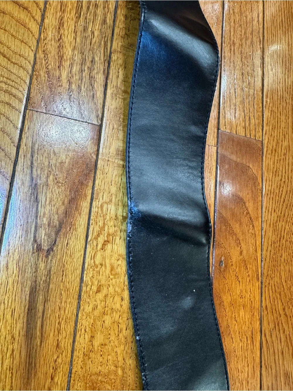 Black Wide Faux Leather Y2K Belt with Metal D-Ring Buckle